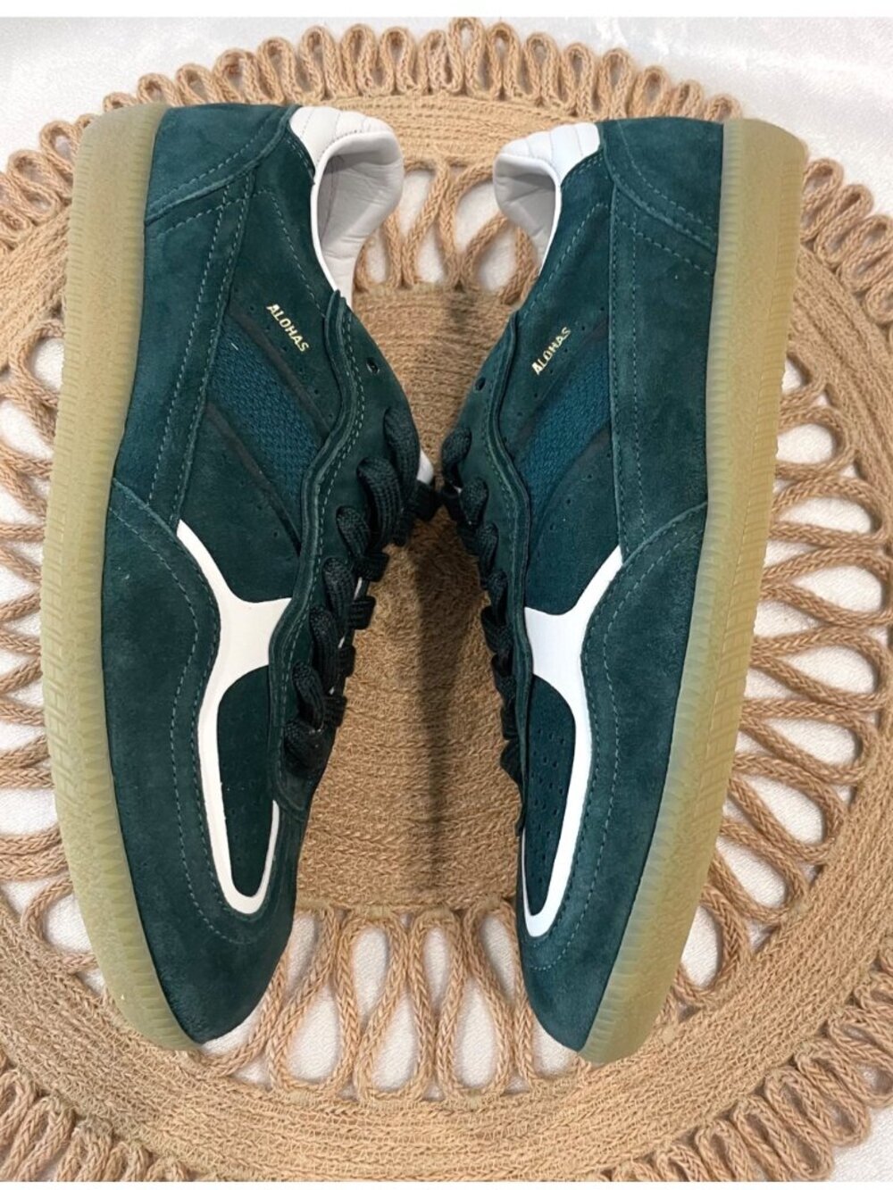 Alohas Tb.490 Rife Forest Green Leather Sneakers Size EU 40 Suede - Picture 4 of 9